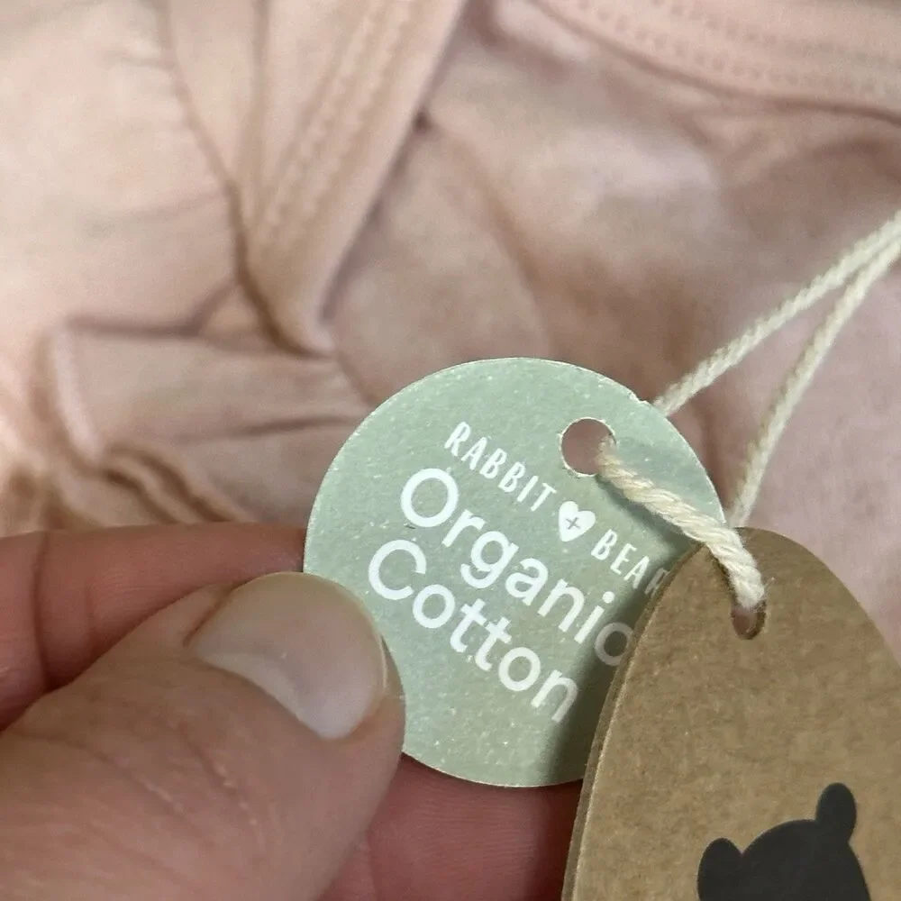 RABBIT+BEAR  Organic Cotton 6-9M Green Floral Pink One Piece Body Suit‎